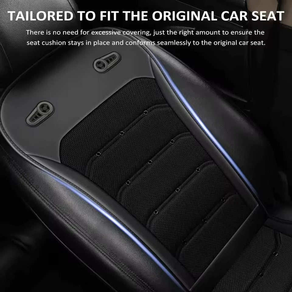 Car Seat Cushion Dual-Fan Ventilated Mesh Synthetic Leather Trim