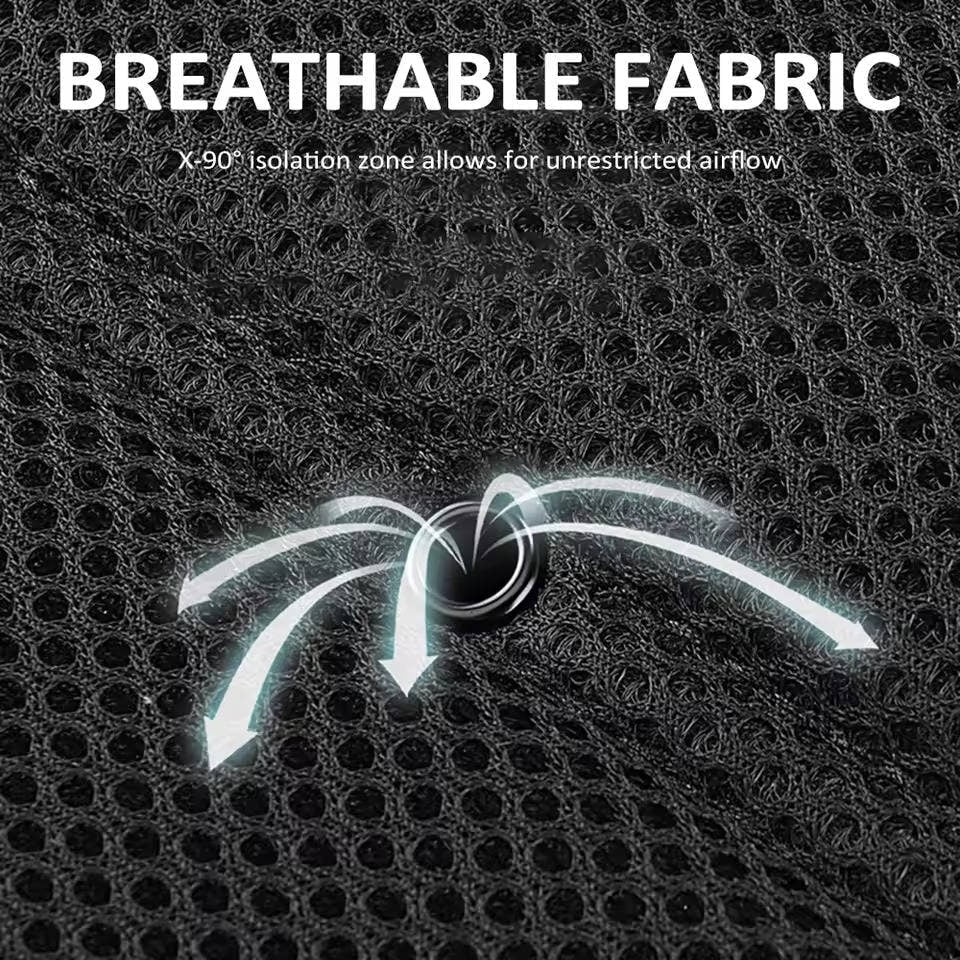 Car Seat Cushion Dual-Fan Ventilated Mesh Synthetic Leather Trim