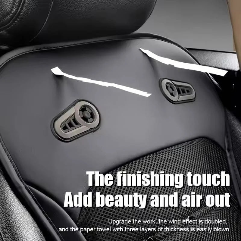 Car Seat Cushion Dual-Fan Ventilated Mesh Synthetic Leather Trim