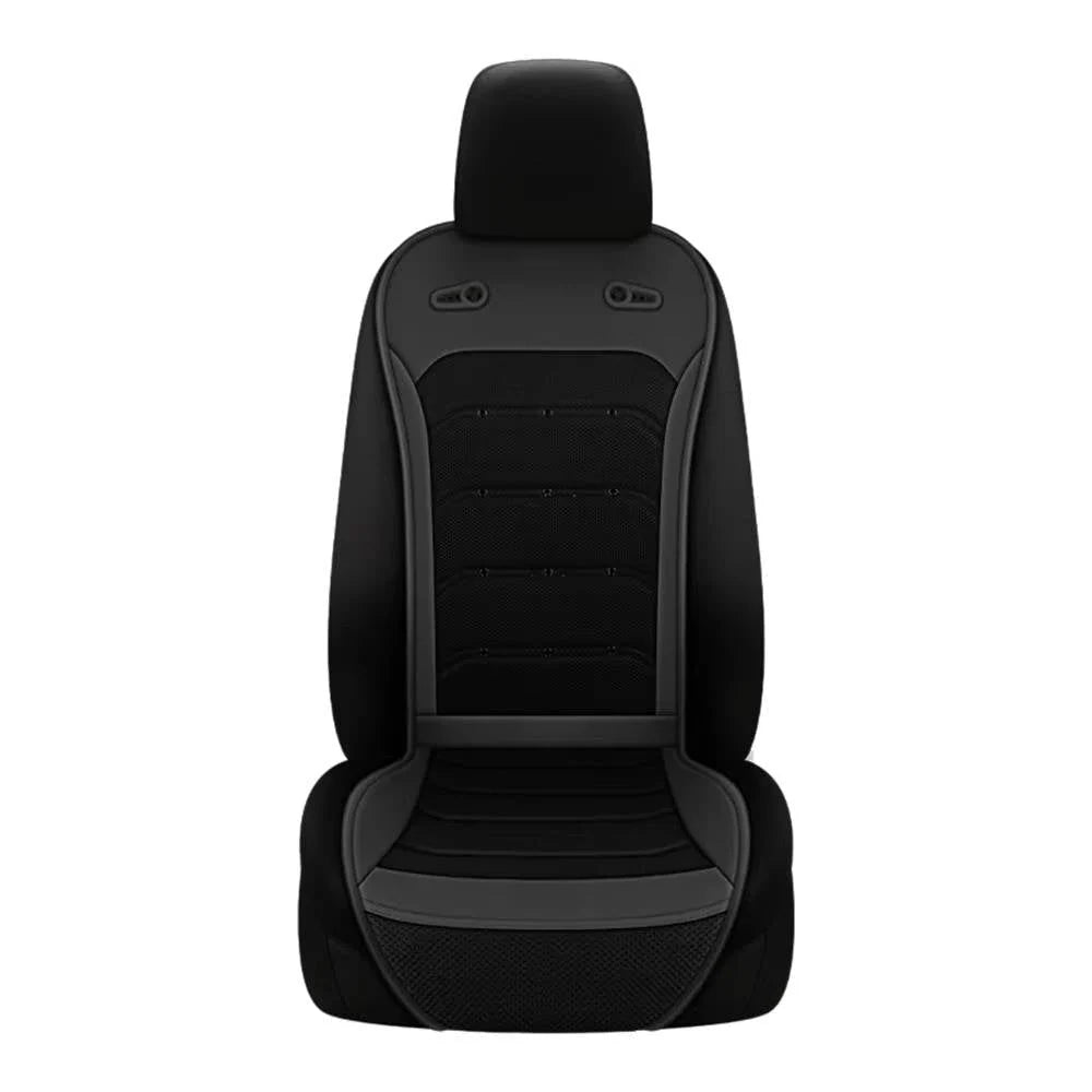 Car Seat Cushion Dual-Fan Ventilated Mesh Synthetic Leather Trim