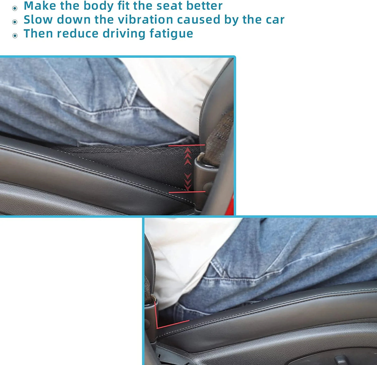 Car Seat Cushion Memory Foam Raises Seat 3.5 Inches