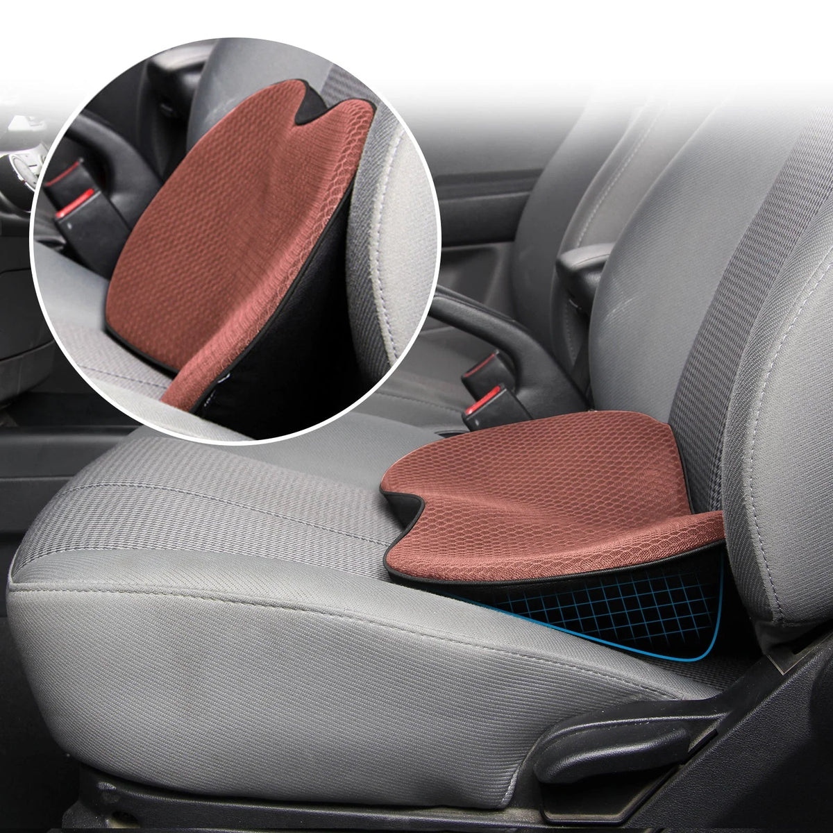Car Seat Cushion Memory Foam Raises Seat 3.5 Inches