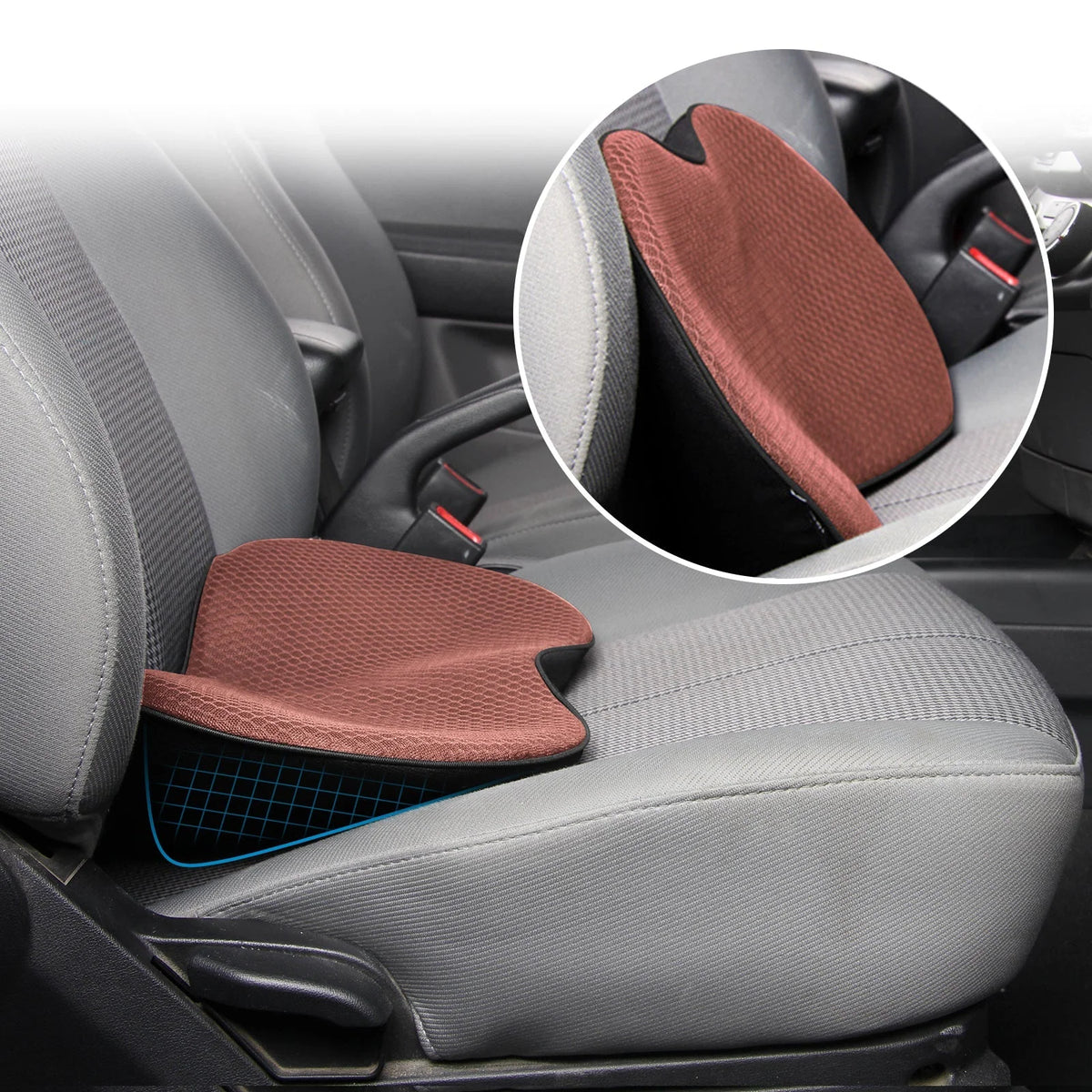 Car Seat Cushion Memory Foam Raises Seat 3.5 Inches