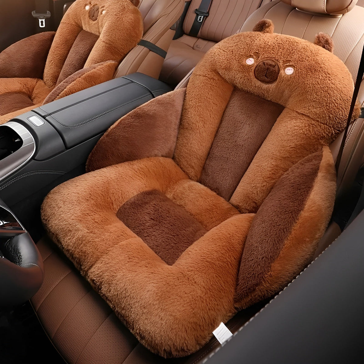 Car Seat Cushion Thick Padding Plush Cover & Non-Slip Backing