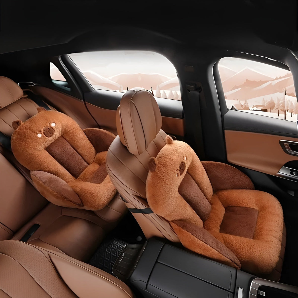 Car Seat Cushion Thick Padding Plush Cover & Non-Slip Backing