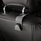 Car Seat Headrest Hook Gem-Accented Holds Handbags & Umbrellas