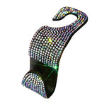 Car Seat Headrest Hook Gem-Accented Holds Handbags & Umbrellas