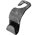 Car Seat Headrest Hook Gem-Accented Holds Handbags & Umbrellas