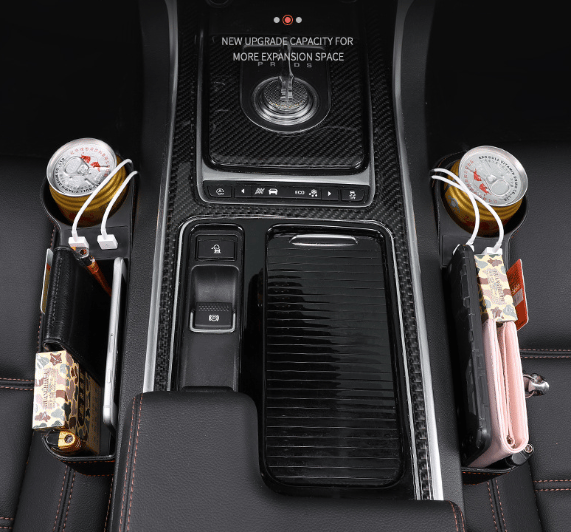 Car Seat Organizer Leather Cup & Coin Holder