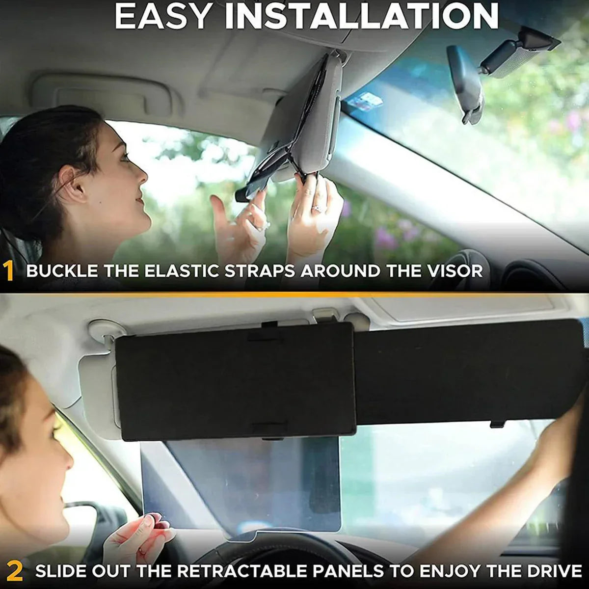 Car Sun Visor Polarized Anti-Glare Universal Clip-On Adjustable Angle