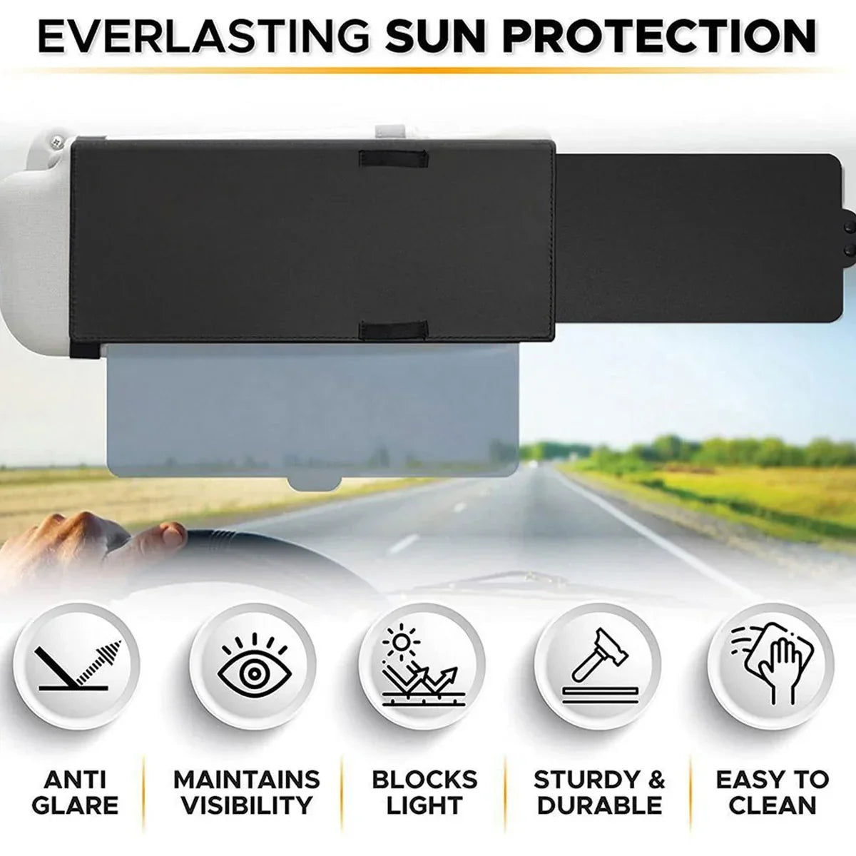 Car Sun Visor Polarized Anti-Glare Universal Clip-On Adjustable Angle