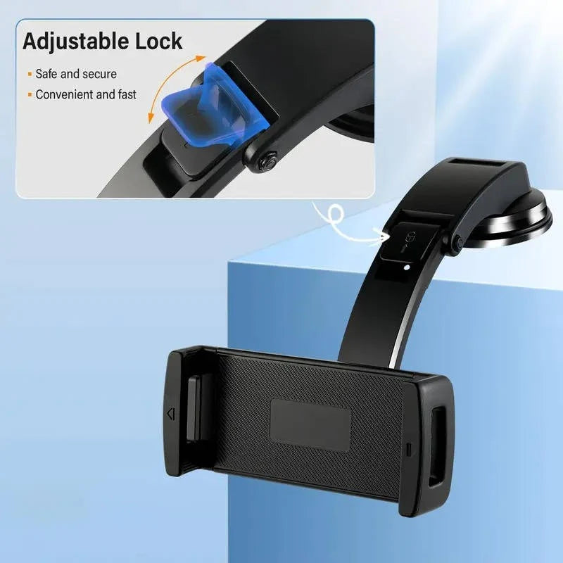 Car Tablet Mount 360° Rotation Silicone-Padded Stainless Steel Frame