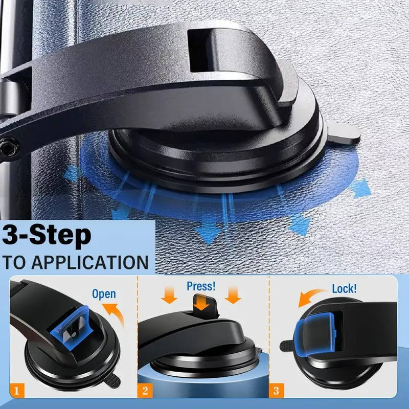 Car Tablet Mount 360° Rotation Silicone-Padded Stainless Steel Frame