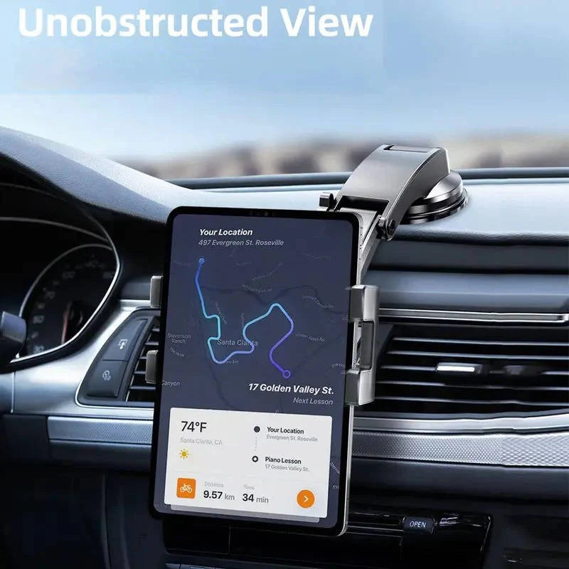 Car Tablet Mount 360° Rotation Silicone-Padded Stainless Steel Frame