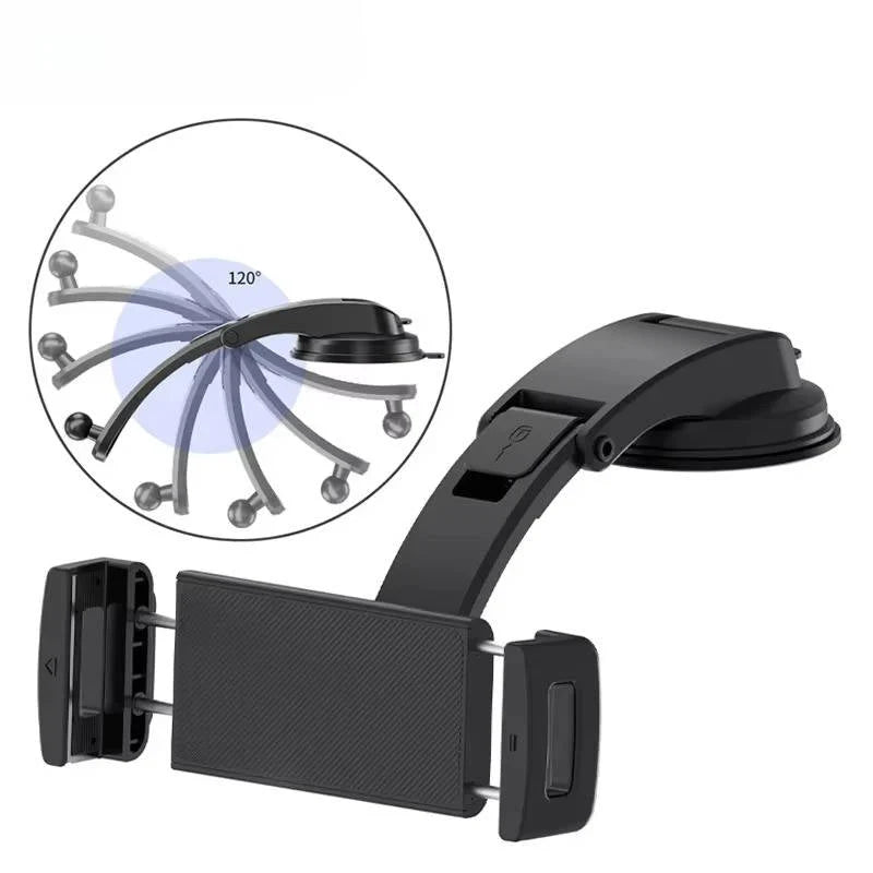 Car Tablet Mount 360° Rotation Silicone-Padded Stainless Steel Frame