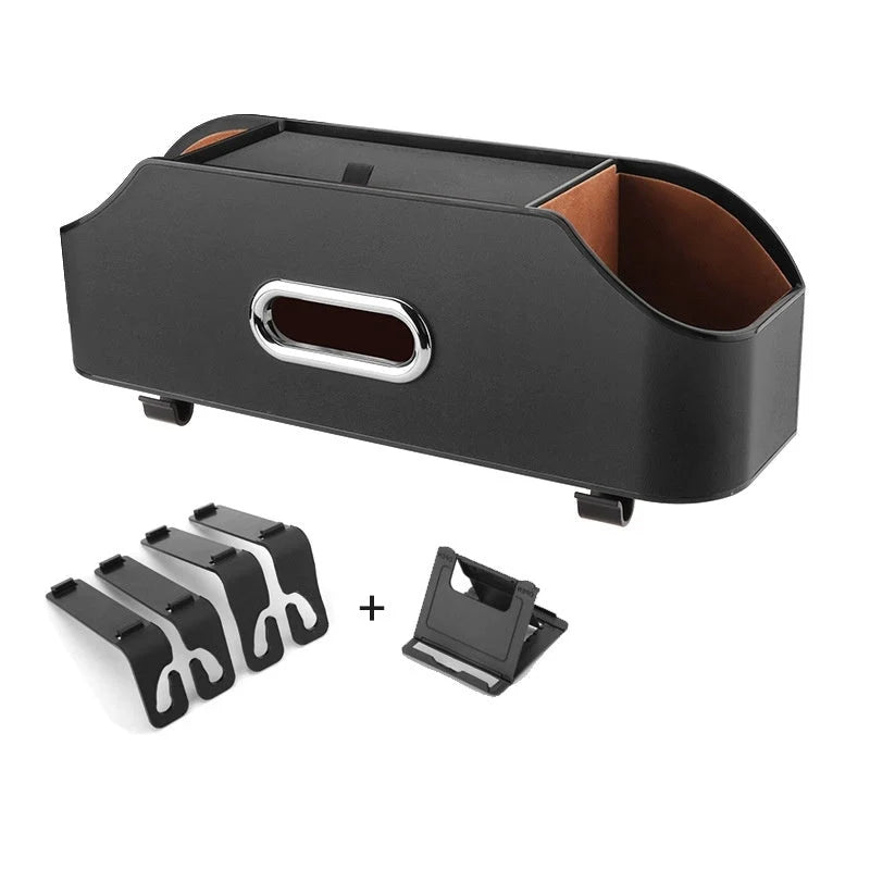 Car Tissue Box & Cup Holder Genuine Leather Compression-Resistant