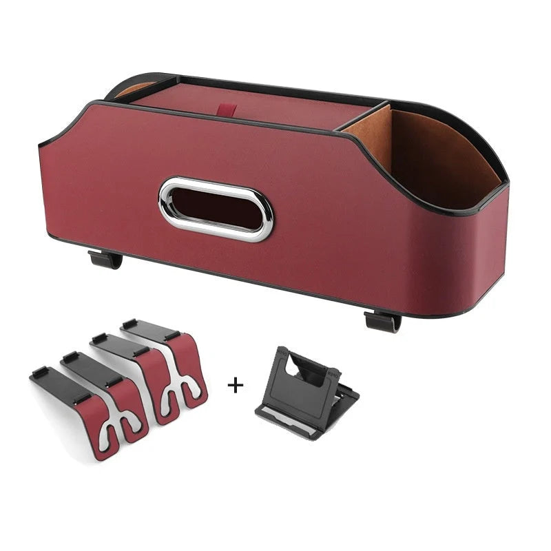 Car Tissue Box & Cup Holder Genuine Leather Compression-Resistant