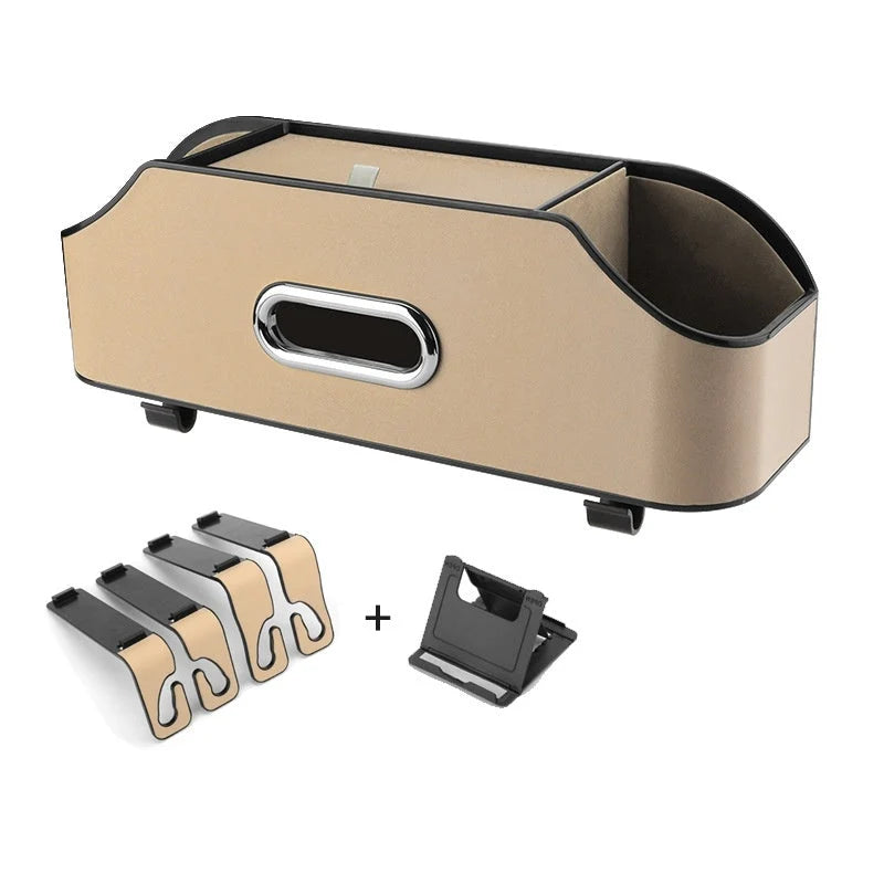 Car Tissue Box & Cup Holder Genuine Leather Compression-Resistant