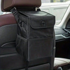Car Trash Bin Collapsible Waterproof Nylon Secure Lid