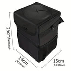 Car Trash Can Denim Exterior Waterproof Lining & Concealing Lid