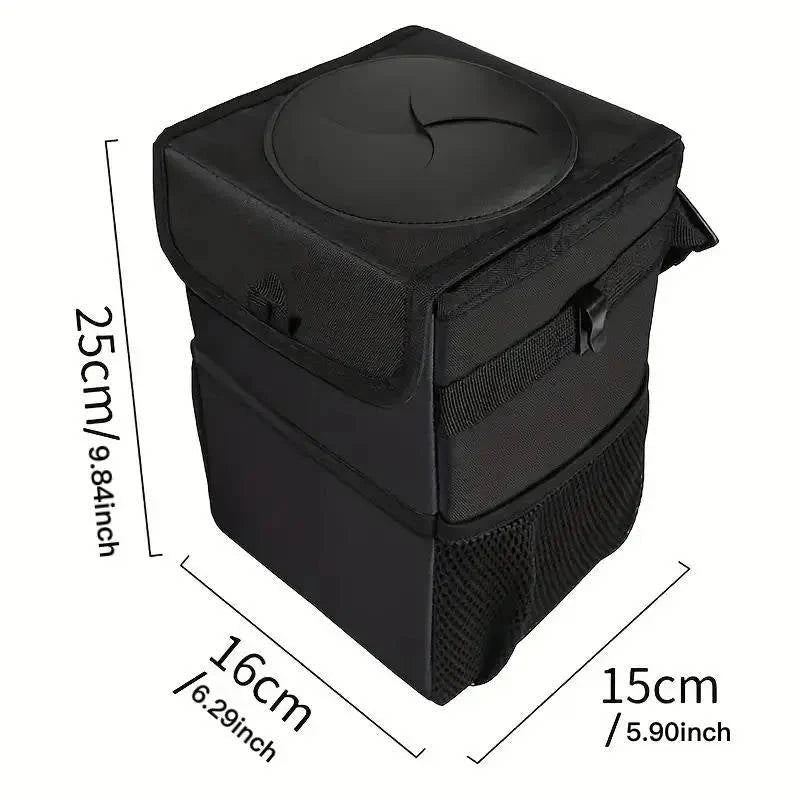 Car Trash Can Denim Exterior Waterproof Lining & Concealing Lid
