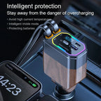 Car USB Charger Dual Retractable Fast Charging Digital Voltage
