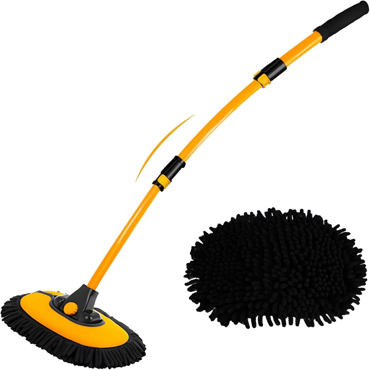 Car Wash Brush Telescopic Rotating Head & Microfiber Chenille