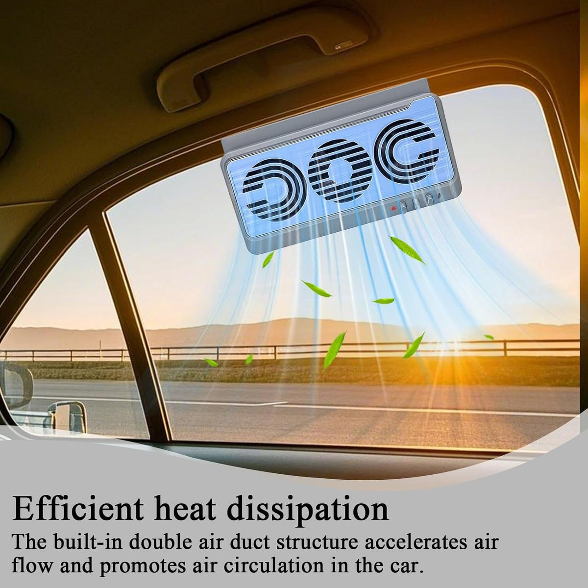 Car Window Fan Solar-Powered Dual-Duct Adjustable Clip