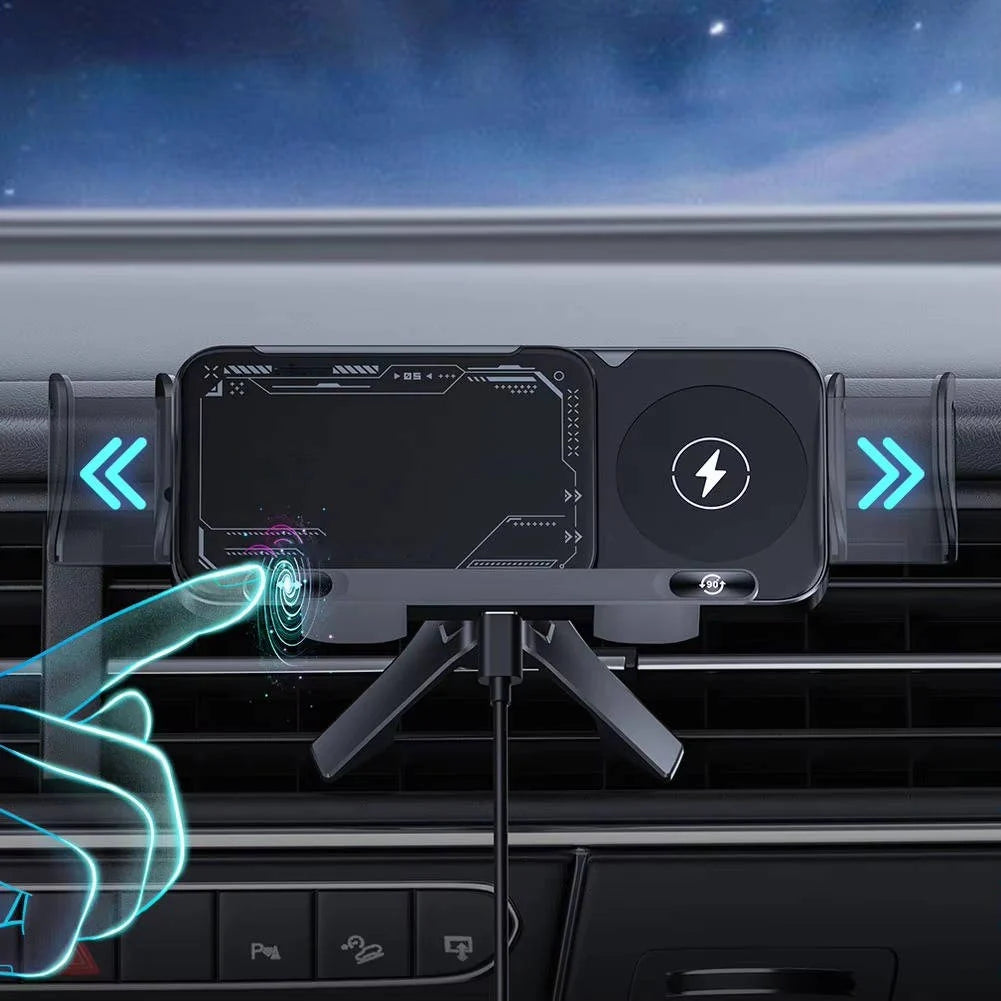 Car Wireless Charger Mount Motorized Arm & Dual Coil