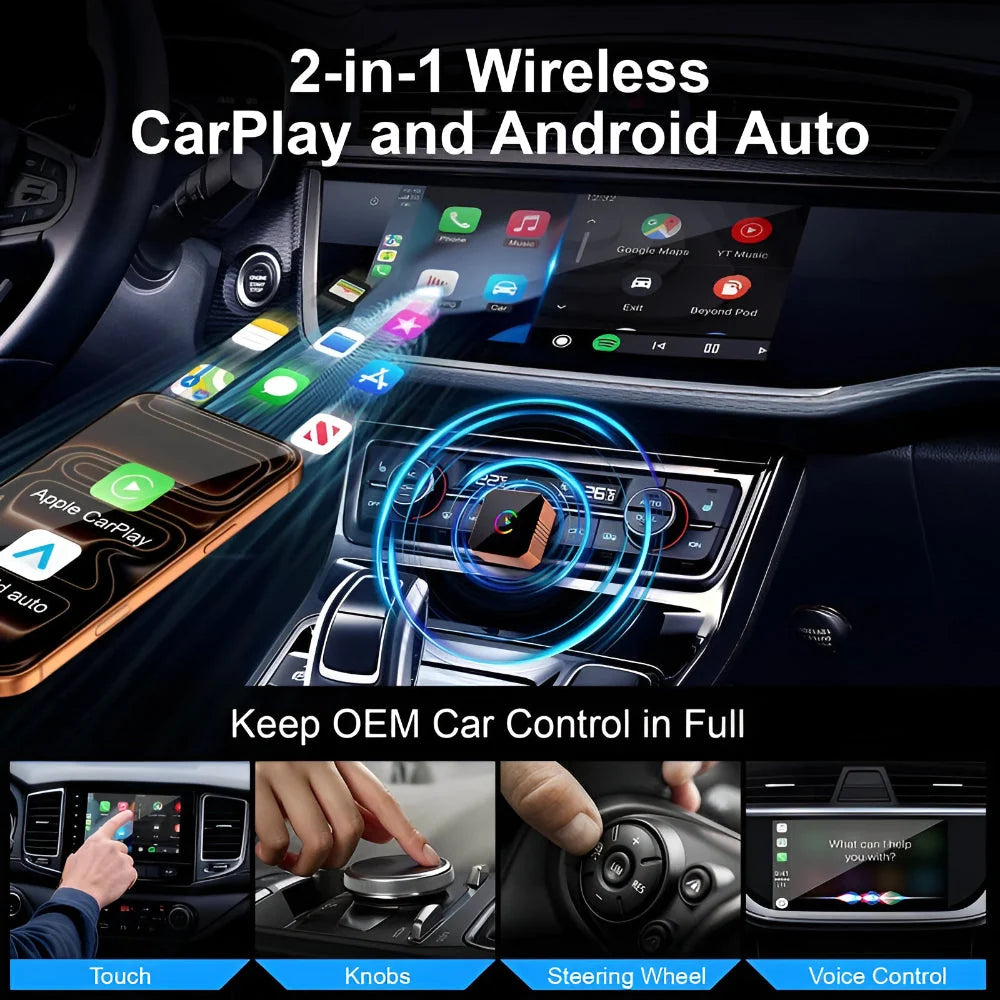 CarPlay Adapter Wireless Dual-Band USB & USB-C