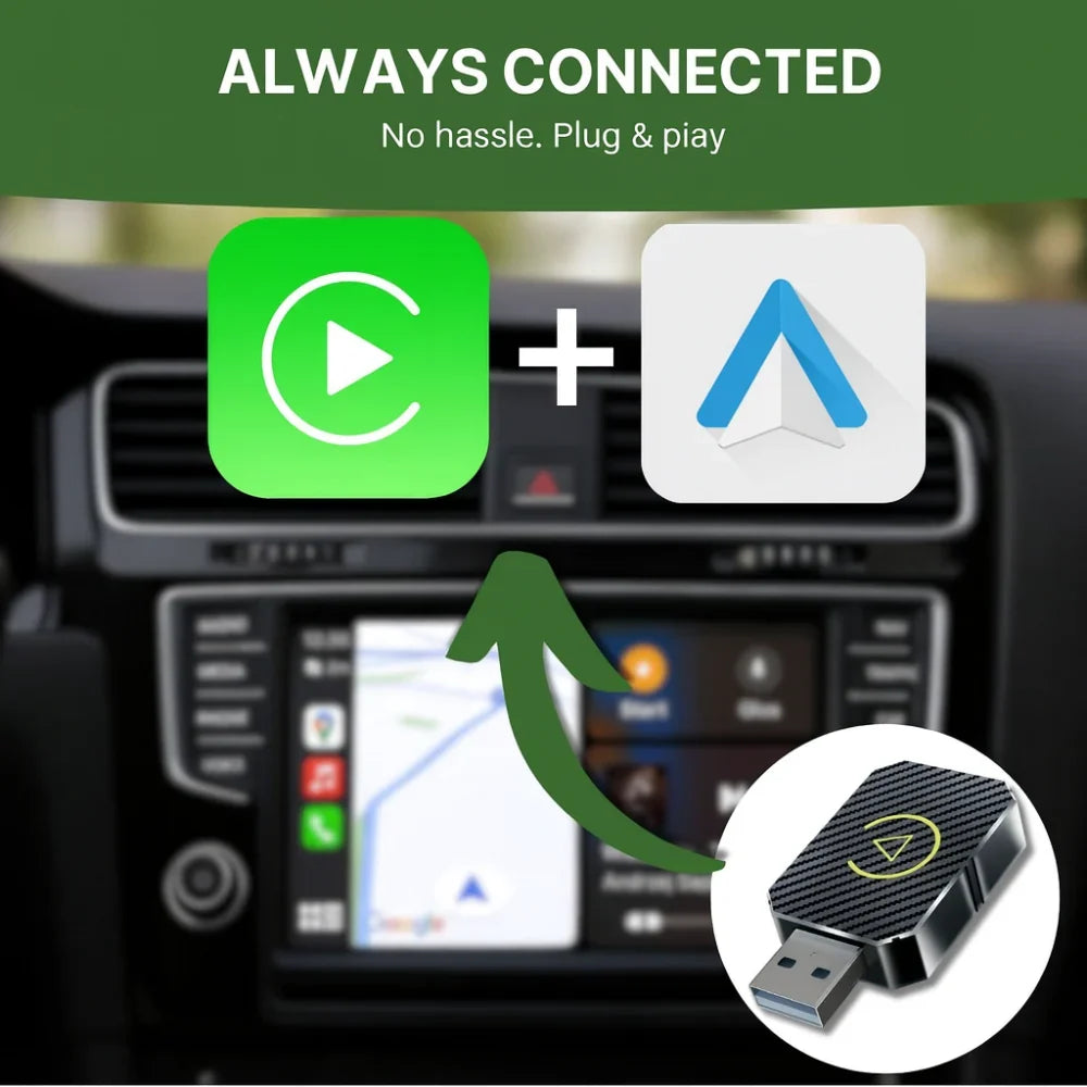 CarPlay & Android Auto Adapter Wireless Plug-And-Play USB