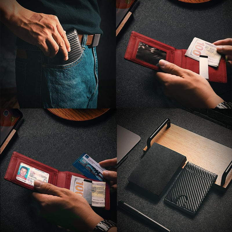 Card Holder RFID-Blocking Genuine Leather 12-Card Capacity