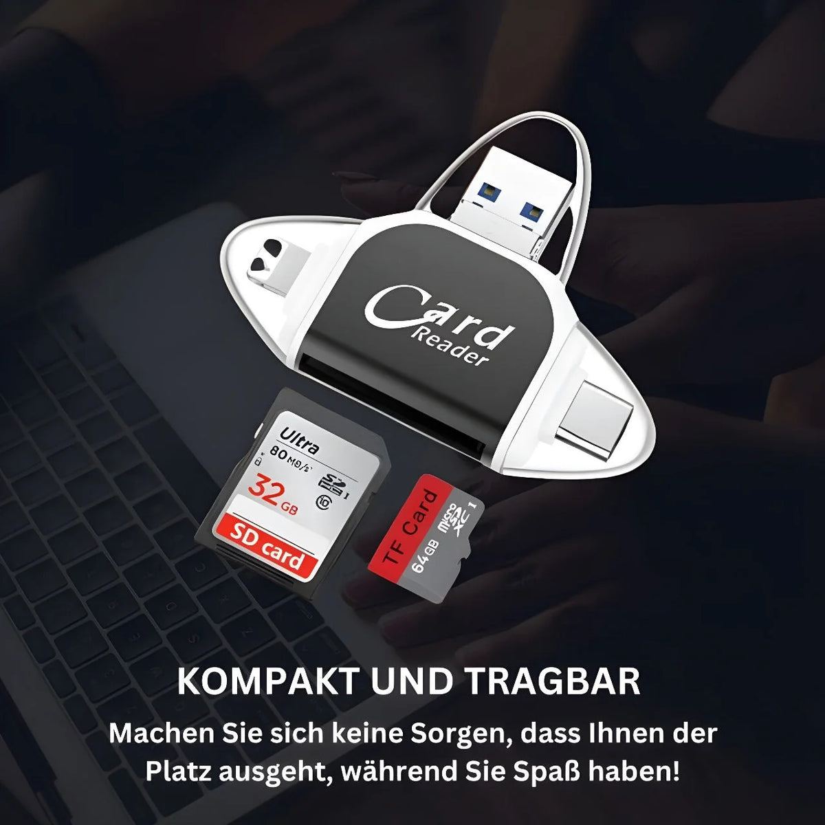 Card Reader 4-In-1 USB 3.0 Lightning & USB-C