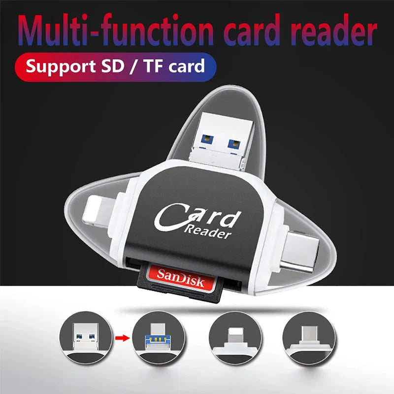Card Reader 4-In-1 USB 3.0 Lightning & USB-C