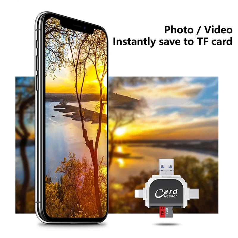 Card Reader 4-In-1 USB 3.0 Lightning & USB-C