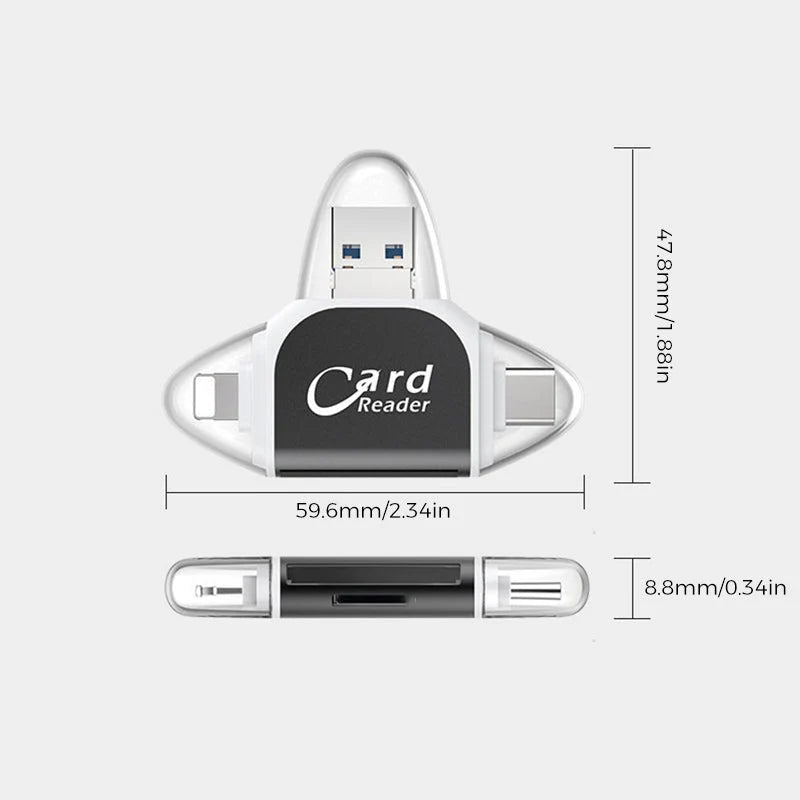 Card Reader 4-In-1 USB 3.0 Lightning & USB-C