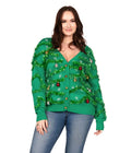 Cardigan Plus Size Button Front Sewn-In Ornaments & Tinsel
