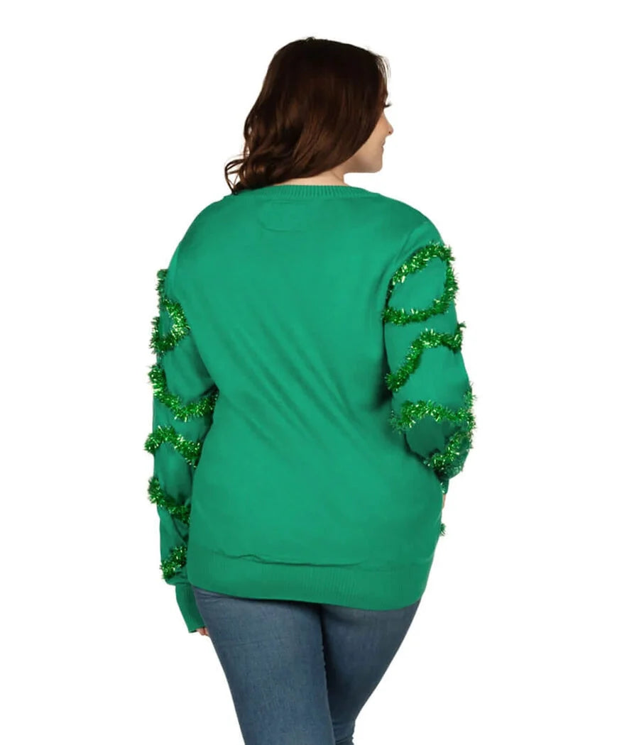 Cardigan Plus Size Button Front Sewn-In Ornaments & Tinsel
