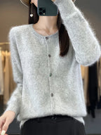 Cardigan Sweater Mink Cashmere Lightweight Relaxed Fit