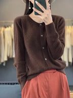 Cardigan Sweater Mink Cashmere Lightweight Relaxed Fit