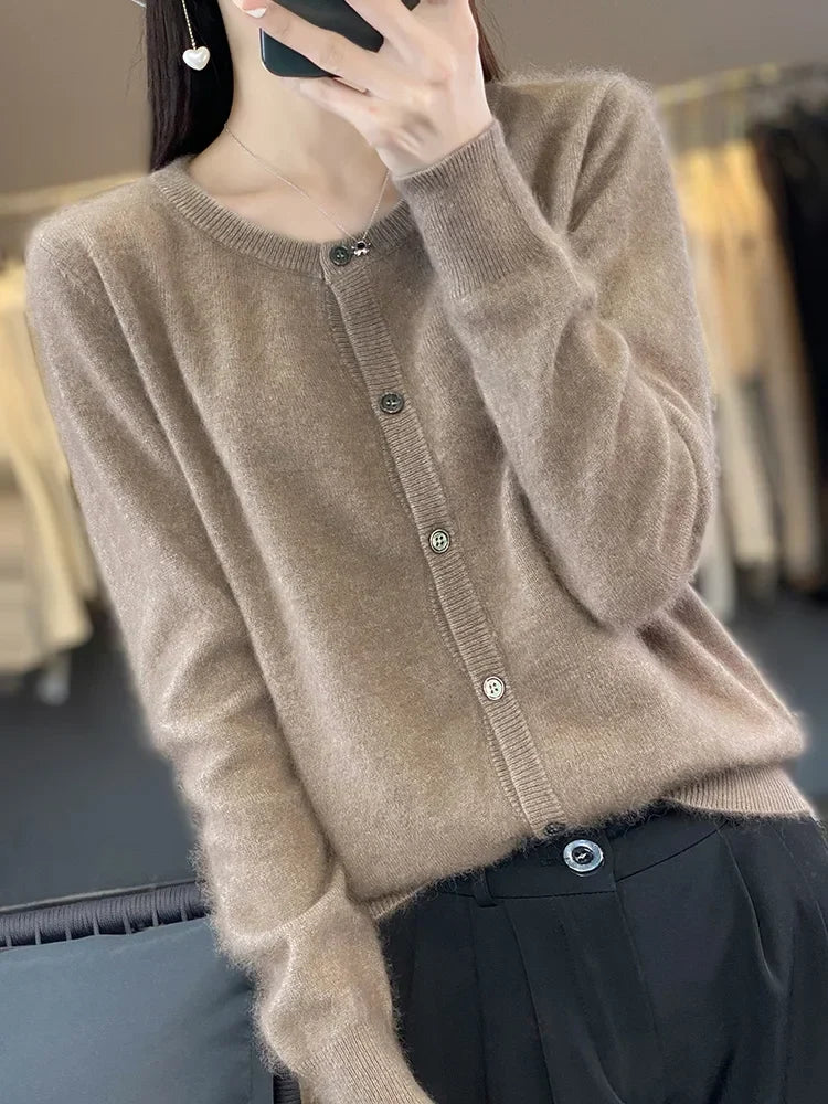 Cardigan Sweater Mink Cashmere Lightweight Relaxed Fit