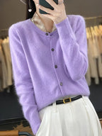 Cardigan Sweater Mink Cashmere Lightweight Relaxed Fit