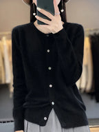 Cardigan Sweater Mink Cashmere Lightweight Relaxed Fit