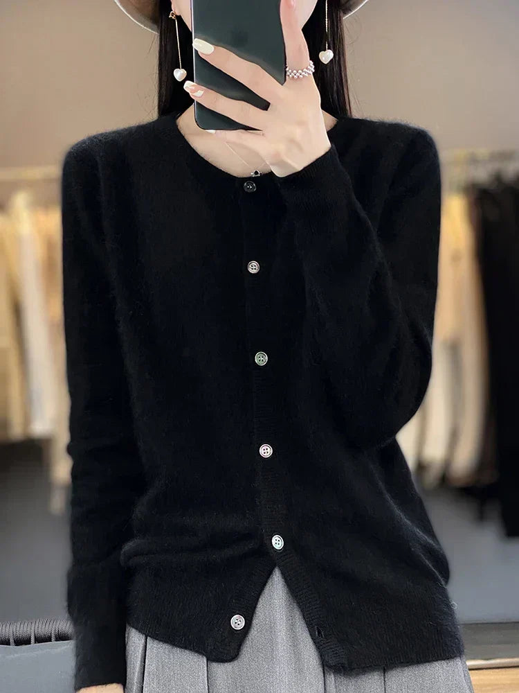 Cardigan Sweater Mink Cashmere Lightweight Relaxed Fit