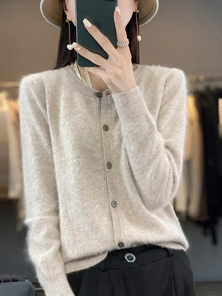 Cardigan Sweater Mink Cashmere Lightweight Relaxed Fit