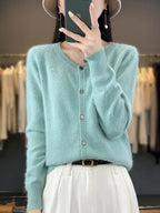 Cardigan Sweater Mink Cashmere Lightweight Relaxed Fit