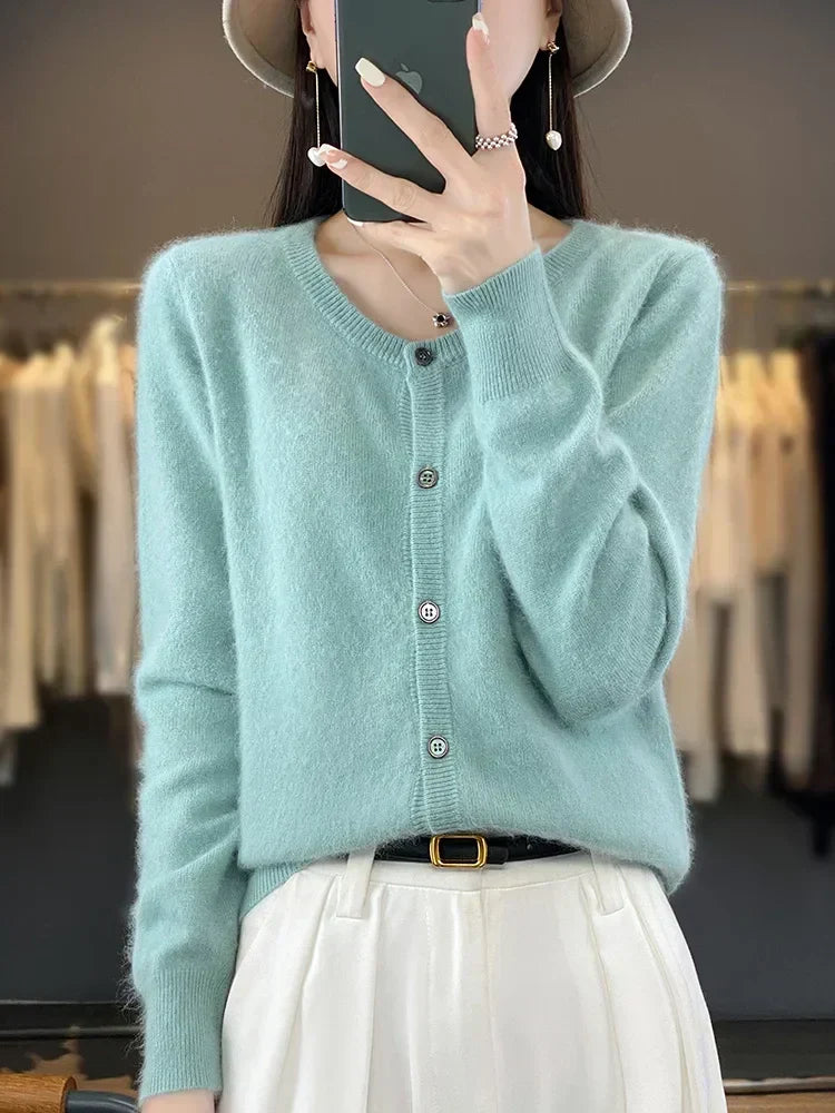 Cardigan Sweater Mink Cashmere Lightweight Relaxed Fit