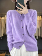 Cardigan Sweater Mink Cashmere Lightweight Relaxed Fit