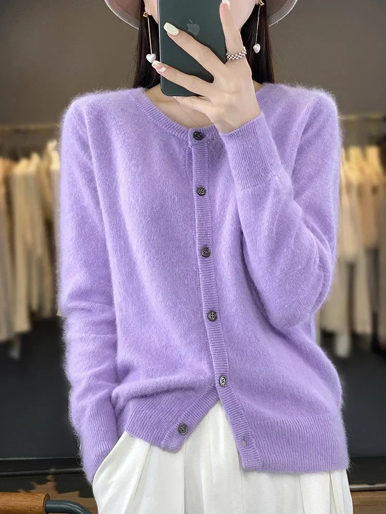 Cardigan Sweater Mink Cashmere Lightweight Relaxed Fit