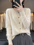 Cardigan Sweater Mink Cashmere Lightweight Relaxed Fit